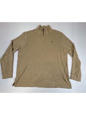 Polo Ralph Lauren Men's XXL Beige Estate Rib 1/4 Zip Pullover Sweater Cotton
